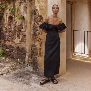 Dissh ISABELLE BLACK LINEN MIDI DRESS